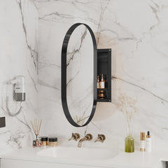 20x34 Inch Oval Recessed Metal Frame Bathroom Wall Cabinet With Mirror And Adjustable Shelves Unavailable Platforms- Temu
