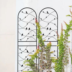 2 Pack Metal Garden Trellis 71" X 19.7" Rustproof Trellis For Climbing Plants Outdoor Flower Support Bird Deco Black