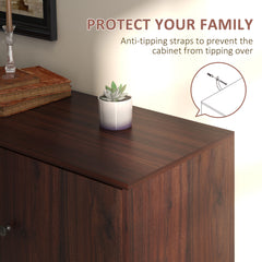 Retro Sideboard with 2 Cabinets 3 Drawers, Buffet Table, Rustic Brown