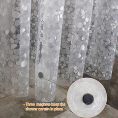 METABEST 3D Pebble Pattern Shower Curtain Liner Durable PEVA Material With Heavy-Duty Magnets, Ideal For Shower Stalls And Bathtubs - 71x71 Inches Comes With 12 Hooks