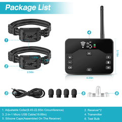 2 In 1 Wireless Electric Dog Fence Waterproof Pet Shock Boundary Containment System Electric Training Collar With 2 Receiver Collars For Small Medium Large Dogs