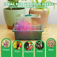 5-Pack Seed Starter Kit With LED Grow Lights – Indoor Propagation Trays With Adjustable Humidity Dome & Clear Cell Seedling Trays, Mini Greenhouse Seed Starting Set For Plants & Vegetables