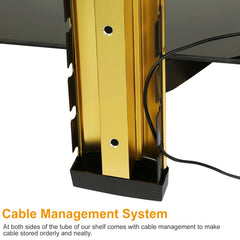 Floating Wall Mounted Strengthened Tempered Glass Shelf For DVD Cable Boxes