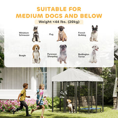 Outdoor Dog Kennel with Roof with Escape-proof Lock, UV-Resistant & Waterproof Cover, 5.9' x 4' x 6', Silver