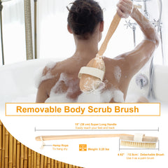 1Pc Bath Brush 15in Shower Body Back Scrubber With Long Handle Detachable Brush For Cellulite Exfoliating Detox