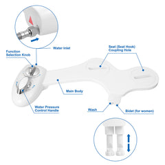 Cold Water Spray Bidet Self-Cleaning Dual Nozzle Bidet Feminine Wash Non Electric Mechanical Toilet Seat Cover