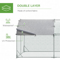Large Chicken Coop Metal Chicken Run With Waterproof And Anti-UV Cover, Dome Shaped Walk-in Fence Cage Hen House For Outdoor And Yard Farm Use, 1Tube Diameter,