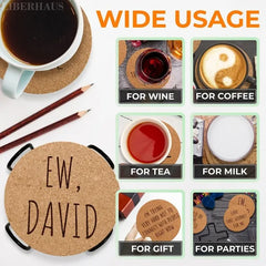 Cork Coasters For Drinks Coasters Set Of 6 With Holder Funny Coasters For Adults Cup Coasters For Coffee Table Home Bar Wedding Absorbent Coasters Mat Cups Cool Decor Unique Coaster Gift