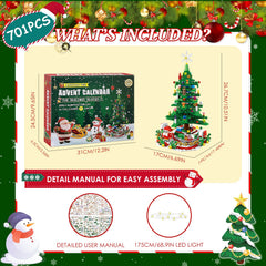 Year Christmas Tree Building Set With LED Light Tabletop Christmas Building Block 24 Days Christmas Countdown Calendar For Boys Girls 3-6