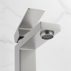 Single Handle Bathroom Faucet, Stainless Steel Single Hole Lavatory Faucet, Modern Sink Faucet, Brushed Nickel