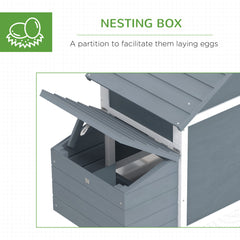 59" Small Wooden Chicken Coop Hen House Poultry Cage for Outdoor Backyard with 2 Doors, Nesting Box and Removable Tray, White
