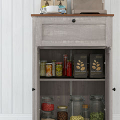 Farmhouse Sideboard Storage Cabinet with Doors and Drawer for Kitchen, Living room, 23.5"x11.75"x34.5", Light Gray