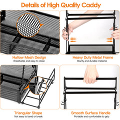 Utensil Caddy Metal Grill Caddy With Paper Towel Holders Utensil Holder For Outdoor Picnic Barbecue Camping Grilling Tools Storage Organizer Barbecue Accessories