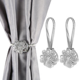 2 Packs Magnetic Curtain Tiebacks Extendable Floral Drape Holder Decorative Window Hangings Clip For Living Room Restaurant Apartment