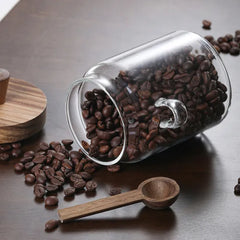 3 Pcs Glass Coffee Jars With Spoons, Candy Jars, Biscuit Jars, Storage Jars, Tea Jars, Snack Jars, Seasoning Jars, Salt Jars, Pepper Jars