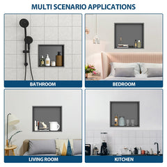15 X 13 In Stainless Steel Shower Niche - Gunmetal Black, Waterproof, Easy Installation, Corrosion-Resistant