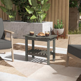 HDPE Shower Bench, Waterproof Shower Stool with Handle, Storage Shelf, Non-Slip Pads for Indoor Outdoor, Dark Gray