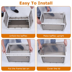 1Pc 70QT 66L Foldable Storage Bins With Lid 4 Doors Collapsible Stackable Closet Organizer Containers With Lock 4Pcs Wheels