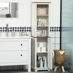 Farmhouse Bathroom Cabinet, Tall Storage Cabinet with Door and Adjustable Shelves, 15.5" x 11.75" x 63", White
