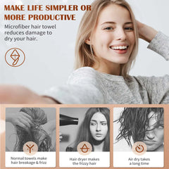 Women 3 PC Microfiber Hair Towel Wrap Ultra Absorbent Hair Turbans For Curly, Long & Thick Hair Blue,Grey,Pink