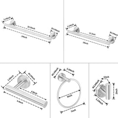 6 Piece Stainless Steel Bathroom Towel Rack Set Wall Mount Brushed Nickel