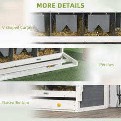 Chicken Nesting Box, 8 Compartment Wood Laying Boxes for Chicken Coop with Egg Collection Trays Perches for 16-32 Hens