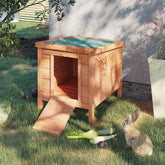Small Wooden Rabbit Hutch Bunny Cage Guinea Pig Cage Duck House Dog House with Openable & Waterproof Roof, for Rabbits, Chickens, Ducks, Natural
