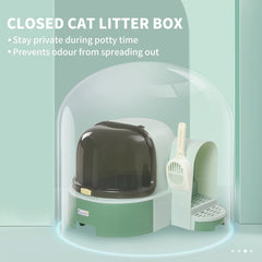 Cat Litter Box Easy To Clean Open With Scoop, Green