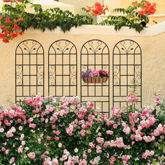 4 Pack Metal Garden Trellis 86.7" X 19.7" Rustproof Trellis For Climbing Plants Outdoor Flower Support Black