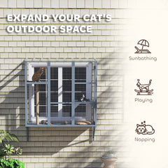 Catio Outdoor, Window Catio for 2-3 Large Indoor Cats w/ 2 Jumping Platforms, Scratching Post, for Playing, Napping