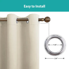 34 In. W X 84 In. L Blackout Curtains With Grommet Top Room Darkening Noise Reducing, Beige(1 Panel), Silencer Clip