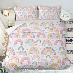 Rainbow Pattern Comforter Set For Women Pink And Yellow Rainbow Star Comforter 3 Piece With 2 Pillow Shams 1 Comforter And 2 Pillow Shams Twin Full Queen King Size