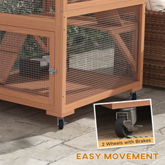 Catio, Outdoor Cat Enclosure House on Wheels with Hammock, Orange