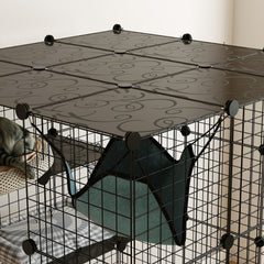 DIY 4 Tier Cat Cage Indoor with Hammock, Ramps, Jumping Platforms, Doors, Cat Enclosure for 1-3 Cats, 3 x 3 x 4, Black