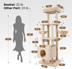 Gardner Pets Large Cat Tree For Medium To Large Cats, Heavy-Duty Cat Tower With Scratch Post And Washable Top Perch. Self-pickup Orders Supported Via FedEx, Amazon Ship, And UPS.