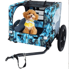Utdoor Heavy Duty Collapsible Pet Bike Trailer With 16-Inch All Terrain Wheels & Universal Hitch Foldable Dog Cargo Carrier Cart For Bicycles