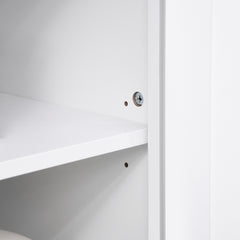 Kitchen Buffet Hutch Cabinet, Freestanding Kitchen Pantry Storage Cabinet Cupboard with Framed Glass Door, Drawer and Microwave Space, White