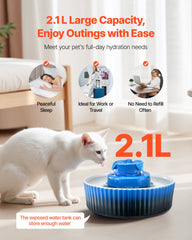 Ceramic Cat Water Fountain 2.1L/71oz Cupcake Pet Fountain For Cats & Dogs