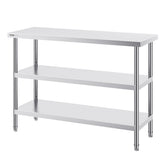 Stainless Steel Food Prep Table, 18 X 48 X 34 Inch Commercial Kitchen Worktable, With 2 Adjustable Undershelf, Heavy Duty Prep Table Metal Work Table For BBQ, Kitchen, Home, And Garage
