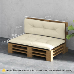 2 Seater Pallet Cushions Outdoor 3.9 Thick Replacement Cushions - Tufted Design For Garden, Patio, Cream White