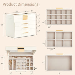Top Visible Storage With 2-drawer White Cabinet And Pink Velvet Jewelry Box