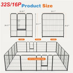 Dog Playpen Indoor Fence Height Metal Exercise Pen With Door Small Puppy-Medium-Large Dogs Animal Pet For Outdoor, Garden, Yard