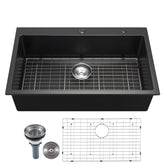 33 Inch Granite Kitchen Sink Top Mount Single Bowl Drop-In Basin For RV Bar