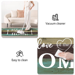 Boho Kitchen Rug Sets 2 Pieces, Washable Kitchen Mats For Floor, Non Slip Soft Kitchen Area Rug Floor Mat For Kitchen, Laundry Room And Hallway Teal, 20''X32'' 20''X48''