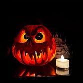 Halloween Giant Pumpkin Resin Decoration | Spooky Skull Head With Eerie Facial Features, Hollow Design For Indoor/Outdoor Festive Decor, Halloween Decor | Eerie Pumpkin Design | Carved Texture, Hallow