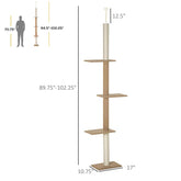 Floor-to-Ceiling Cat Tree Cat Climbing Tower With Sisal-Covered Scratching Posts Natural Cat Tree Activity Center For Kittens Cat Tower Furniture