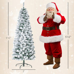6ft Pre-Lit Snow-Flocked Slim Douglas Fir Artificial Christmas Tree with Realistic Branches, 250 LED Lights and 462 Tips