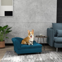 PawHut Pet Sofa Dog Sofa For Small Dogs With Storage, Dark Blue