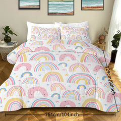 Rainbow Pattern Comforter Set For Women Pink And Yellow Rainbow Star Comforter 3 Piece With 2 Pillow Shams 1 Comforter And 2 Pillow Shams Twin Full Queen King Size