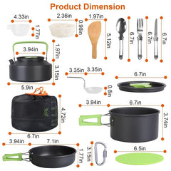 16Pcs Camping Cooking Ware Set Camping Stove Cookware Kit